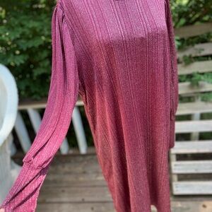Elegant Long Sleeve Burgundy Dress